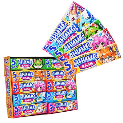 Жевательная резинка в пластинках с татуировками "Аниме Клаб" ассорти 12,5гр*20шт