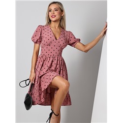 Платье с оборкой в горошек