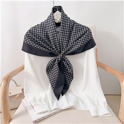 Платок шелковый на голову и шею весенний, мультицвет