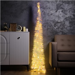 Светодиодная фигура из мишуры «Волшебная елка» 120×40 см, 200 LED, батарейки ААх3, свечение тёплое белое