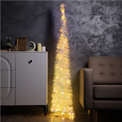 Светодиодная фигура из мишуры «Волшебная елка» 120×40 см, 200 LED, батарейки ААх3, свечение тёплое белое
