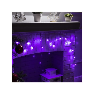 Гирлянда «Бахрома» 3×0.5 м, IP20, тёмная нить, 80 LED, свечение фиолетовое, 8 режимов, 220 В