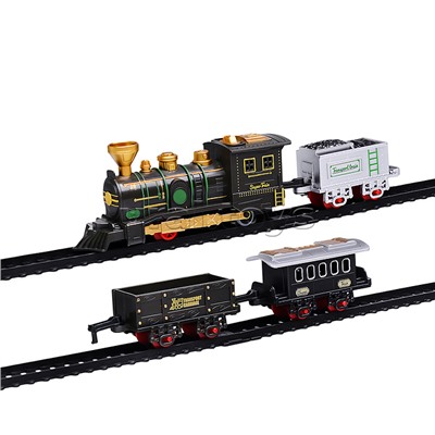 Железная дорога "Ретро поезд - Военный состав" в коробке