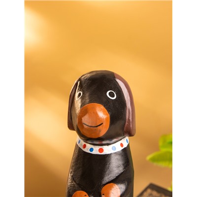 Сувенир «Щенок сидячий», 5×7×15 см, дерево, чёрный