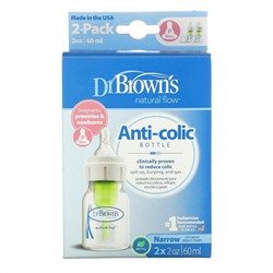 Dr. Brown's, Natural Flow, Anti-Colic Bottle, P/0+Months, 2 Pack, 2 oz (60 ml)Each