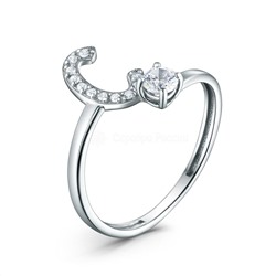 Кольцо из серебра с фианитами родированное - буква "С" 925 пробы К-4583-Р