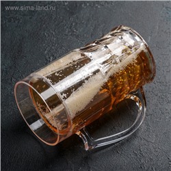 Кружка для пива охлаждающая, 600 мл, пластик, прозрачная