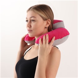 Подушка надувная для шеи, с подголовником, в чехле, 43×28 см, МИКС