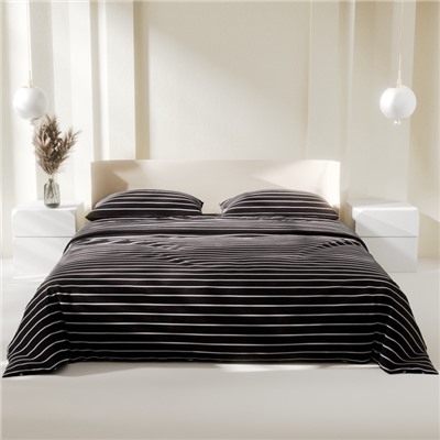 Постельное бельё евро «Этель» Black stripes, поплин