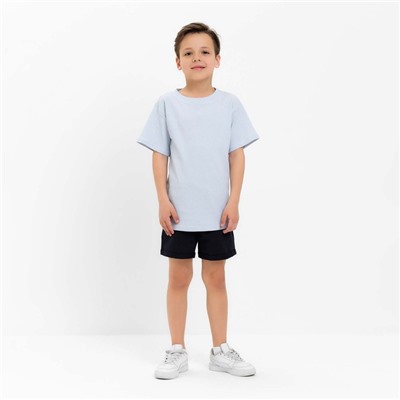 Футболка детская в полоску KAFTAN Basic line, размер 34 (122-128 см), голубой/белый