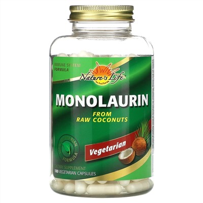Nature's Life, Monolaurin, 180 Vegetarian Capsules