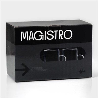Набор кружек с двойными стенками Magistro «Дуо», 450 мл, 13×9×14.8 см, 2 шт., стекло, прозрачный