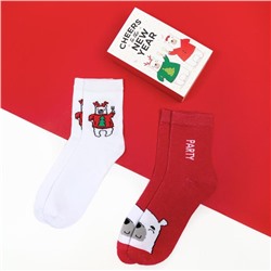 Носки женские новогодние KAFTAN «Мишка» размер 36-39 (23-25 см), набор 2 пары