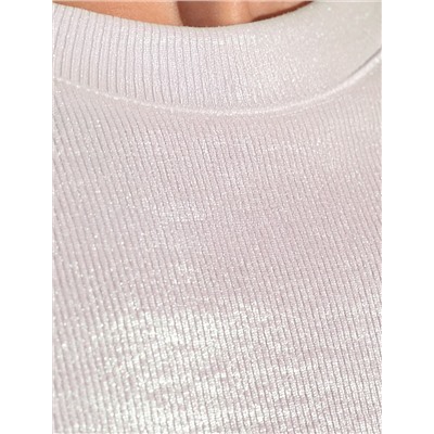 Топ с закрытым декольте из хлопка с эластаном в рубчик с матовым покрытием металлик