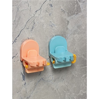 Держатель для зубных щёток с выдавливателем для пасты на липучке, 7×5.2×8 см, цвет МИКС