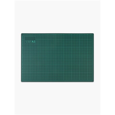 Мат для резки, трёхслойный, двусторонний, 45×30 см, А3, зелёный