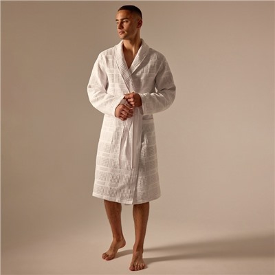Халат вафельный мужской SL HOME: Chess «Блан де Блан», размер S, хлопок 100%, белый