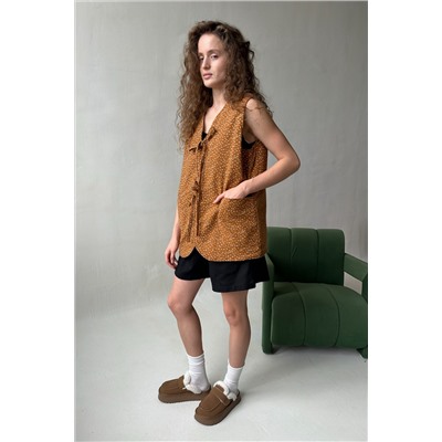 Жилет стеганый  HOME109/01/Коричневый, белый