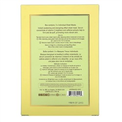 Pixi Beauty, Vitamin C, косметическая тканевая маска с экспресс-эффектом, 3 листовые маски, по 23 г (0,8 унции) каждая