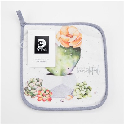 Прихватка Этель Love beautiful 19×19 см, 100% хлопок, саржа, ватин 250 г/м²