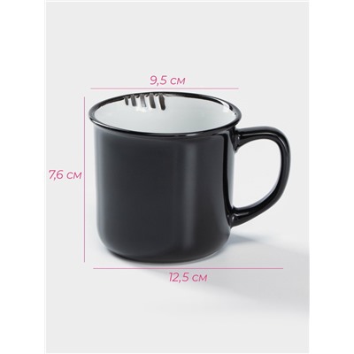 Кружка Доляна «Эмаль», 340 мл, керамика, чёрная