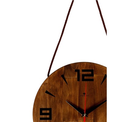 Часы настенные, интерьерные, бесшумные, d=30 см, дерево, коричневые