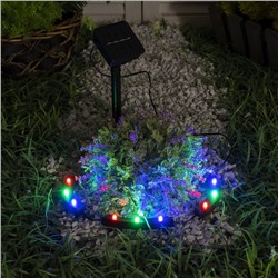 Садовый светильник «Обруч», уличный, на солнечной батарее, 9 LED, свечение мульти