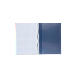 Тетрадь А4 96л кл "PROGRESSIVE CANVAS Синяя",пласт обл,греб,фигур высеч,4цв разд+лин+карм