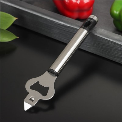 Открывашка Доляна Fargo, 18.5×4.5×2 см, нержавеющая сталь, цвет чёрный, серебряный