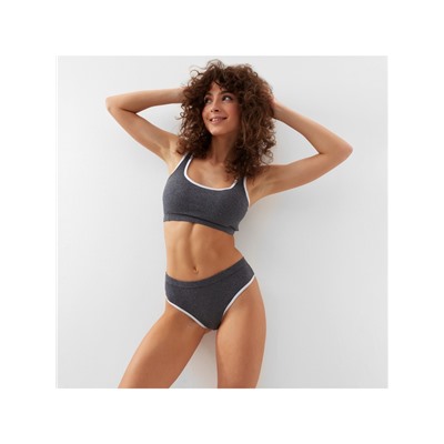 Комплект нижнего белья женский (топ, трусы) Collorista, тёмно-серый, размер 44-46