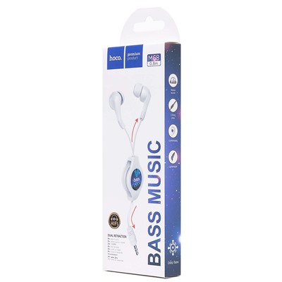 Проводные наушники с микрофоном внутриканальные Hoco M68 Easy (повр. уп.) Jack 3,5  (white)