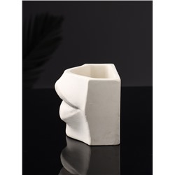 Фигурное кашпо для цветов «Губы», 115 мл, 10×18×7 см, гипс, белое