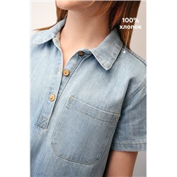 Джинсовое платье с коротким рукавом для девочки Happyfox