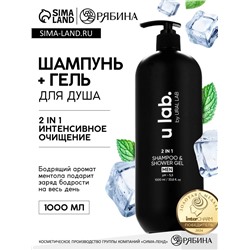 Гель для душа и шампунь мужской 2 в 1, 1000 мл, ULAB