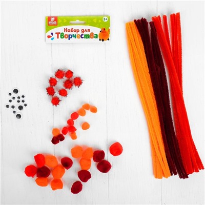 Набор для творчества из проволоки с ворсом, помпонов, глаз №8, МИКС