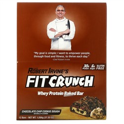 FITCRUNCH, Whey Protein Baked Bar, Chocolate Chip Cookie Dough, 12 Bars, 3.10 oz (88 g) Each