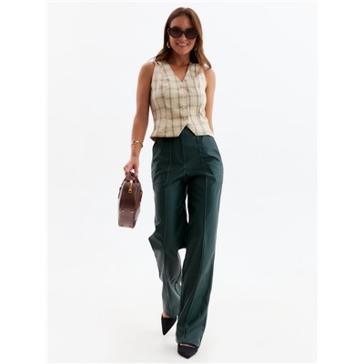 Брюки женские из экокожи MINAKU: Eco leather, зелёные, размер 42