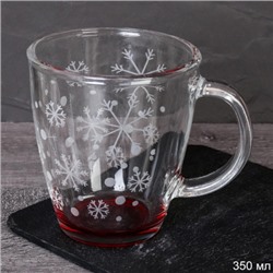 Кружка для чая 350 мл Снегопад красный / 2025-Д-Снегопад красный /уп 16/ Новогодняя