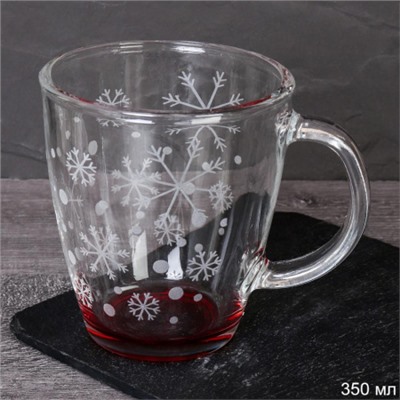 Кружка для чая 350 мл Снегопад красный / 2025-Д-Снегопад красный /уп 16/ Новогодняя