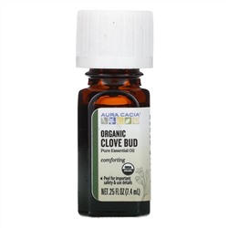Aura Cacia, Чистое эфирное масло, органические бутоны гвоздики, 7,4 мл (0,25 жидк. унции)