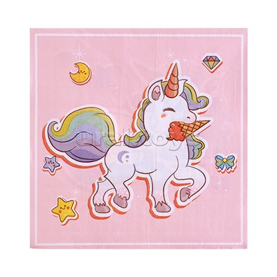 Набор посуды одноразовой "Мечта единорога" салфетки (20 шт.)