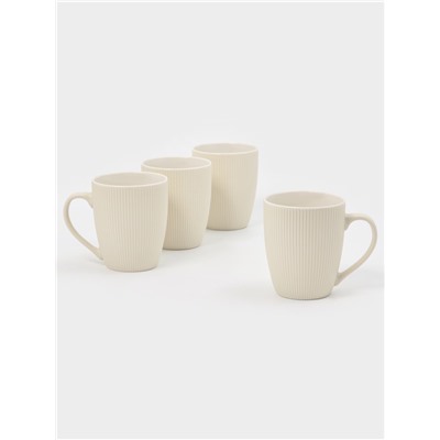 Кружки «Линии», набор 4 шт., 386 мл, 12×9×10 см, фарфор, молочные