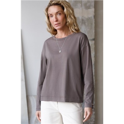 Базовый лонгслив из премиального хлопка с эластаном VILATTE, 1228142