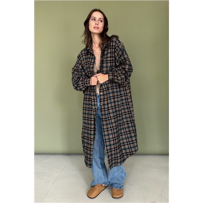 Рубашка удлиненная  AUTUMN046/03/Бежевый, зелёный