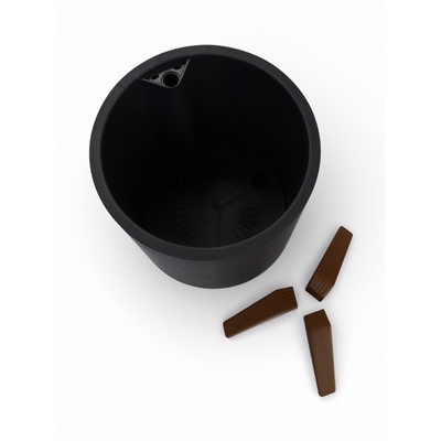 Кашпо для цветов «Флориан», 19 л, d=30 см, h=44.7 см, пластиковое, с автополивом, на ножках, серое