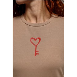 8529/1 футболка с дл.рукавом (Бежевый_ключик)