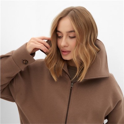 Жакет женский демисезонный MINAKU: Casual Collection, бежевый, размер 46