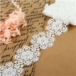 Кружево гипюровое, 55 мм, 9±0.5 м, цвет белый