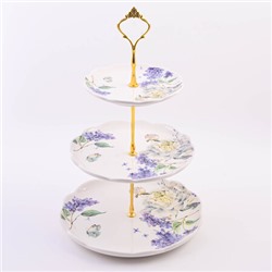 60221 Конфетница 3х-ярусная Букет фантазий доломит LR (х16)