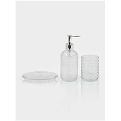 Набор для ванной "Перелив", 3 предмета (дозатор для мыла, стакан, мыльница)